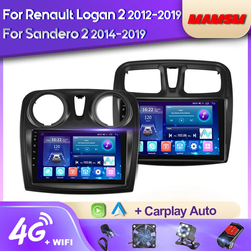

Автомобильный радиоприемник MAMSM Android 12 для Renault Logan 2 Sandero 2012-2019 мультимедийный видеоплеер стерео навигация GPS Авторадио Carplay
