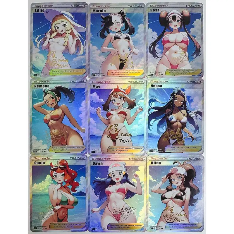 Pokemon Cards Game Cards Animation Game Cards Anime Cards Anime Trading Cards Collectible Cards Anime Pokemon DIY ACG Rosa Hikari Touko Serena Gloria Iono Tabletop Battle Game Collectible Cards Toys for boys Birthday Present