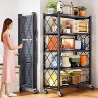 Support de rangement de cuisine sans Installation, chariot roulant polyvalent, support de four à micro-ondes, étagère de rangement pour comptoir 3