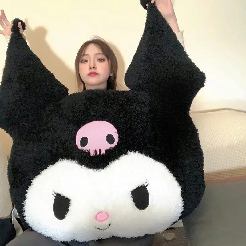 

65*70CM Kawaii Sanrios Soft Stuffed Plush Pillow Kuromi Melody Cartoon Large Plush Doll Cushion Pillow Girl Gift