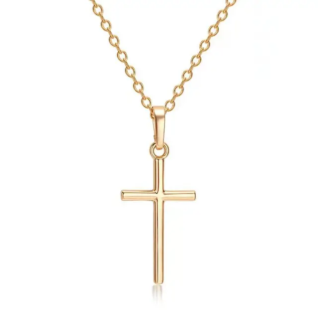 Fashion Christian Jesus Cross Necklaces Silver Color Long Chain Simple Pendants For Women Men Jewelry Gifts Dropshipping 5