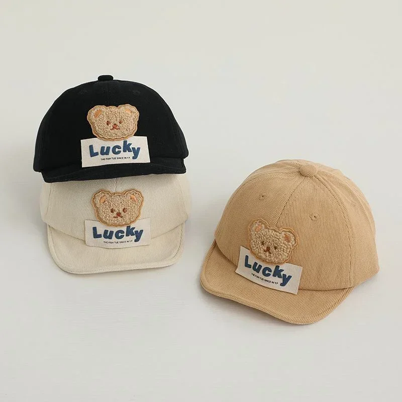 Kids Baby Boy Baseball Cap Cartoon Bear Embroidery Summer Trucker Hat Beach Sun Hat for Toddler Newborn Outdoor baseball cap,baby sun hat,outdoor sun hat