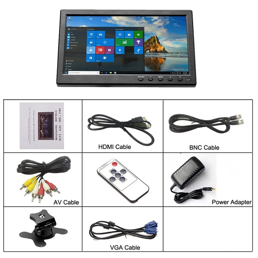 10.1 ġ ǻ ÷ , 1024*600 ޴ LCD HD , ̴ TV ȭ, VGA, BNC, USB, HDMI, AV Է, 2 ä , 12V