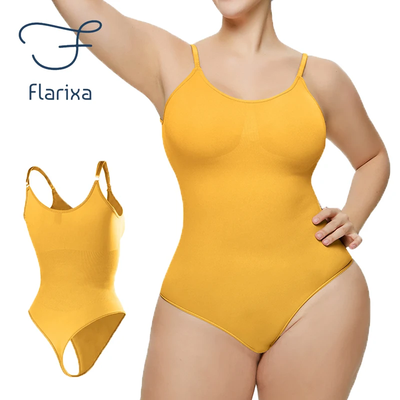 

Flarixa Women's One-piece Seamless Shapewear Tummy Control Bodysuit Sling Corset Slimming Underwear Thong Body Shaper Lingerie