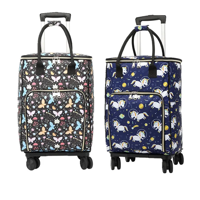 Könnyű Univerzális Kerékkocsi Táska Kézitáska Négykerekű Bevásárló Élelmiszerbolt Vízálló Nagy Kapacitás-Szétszerelés Összecsukása