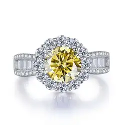 Elegant Round 2 Carat Pink Royal Blue Moissanite Sterling Silver Engagement Ring - 8 (Gold)