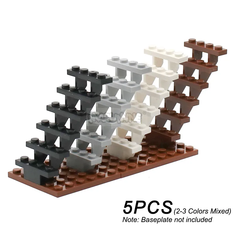 Marumine 10PC 계단 MOC 벽돌 7x4x6 집 계단 스트레이트 오픈 30134 단계 사다리 모듈 형 내 도시 빌딩 블록 입자