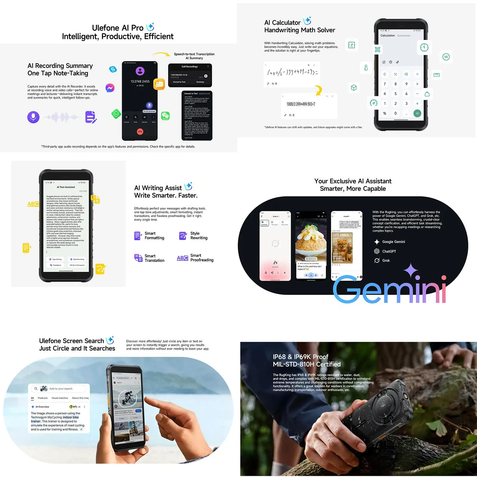 Ulefone RugKing Rugged Phone 8GB+256GB IP68/IP69K 5.99'' Android 15 Unisoc T7255 9600mAh 18W 50MP Main camera 4G NFC Smartphone