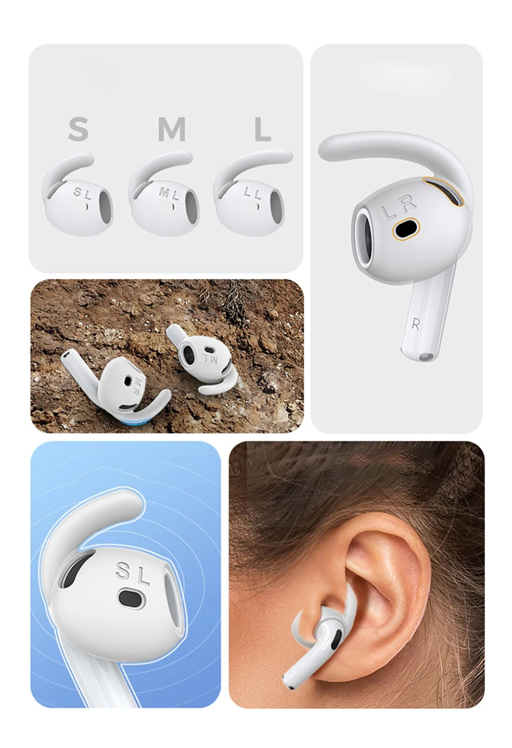 6Pcs Airpods 4 True Wireless Airpods4 2024 TWS headphones Ear Buds Plugs Tips Silicone Sleeves