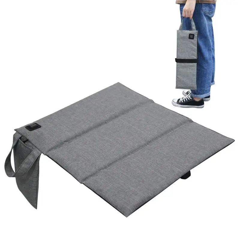 

Folding Heated Cushion Car Heating Cushion With Side Pockets USB Heated Seat Pad For Chair 3 Heating Levels Park Stadium Seats
