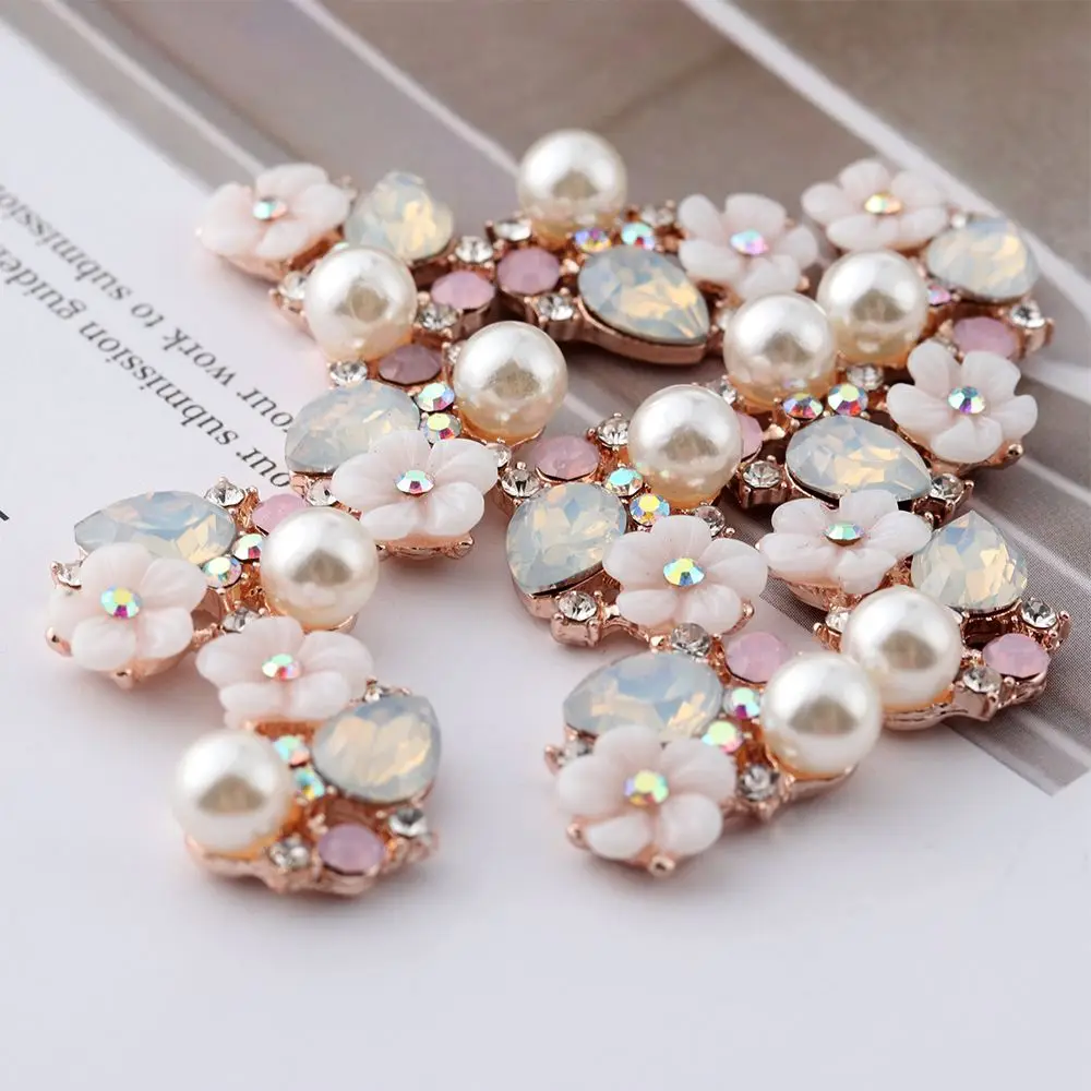 40 Boutons Fleurs Strass Et Perles – 5 Styles, Pour Bijoux Et Décorations DIY