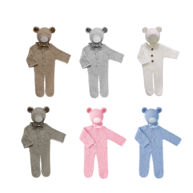 

Baby Photo Props Outfits Crochet Clothes Mohair Hat Pants Photography Prop