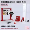 12Pcs/Set Diorama 1/64 Car Garage Maintenance Tools Alloy Die-Cast Model Car Garage Display Scene Model Toy 4