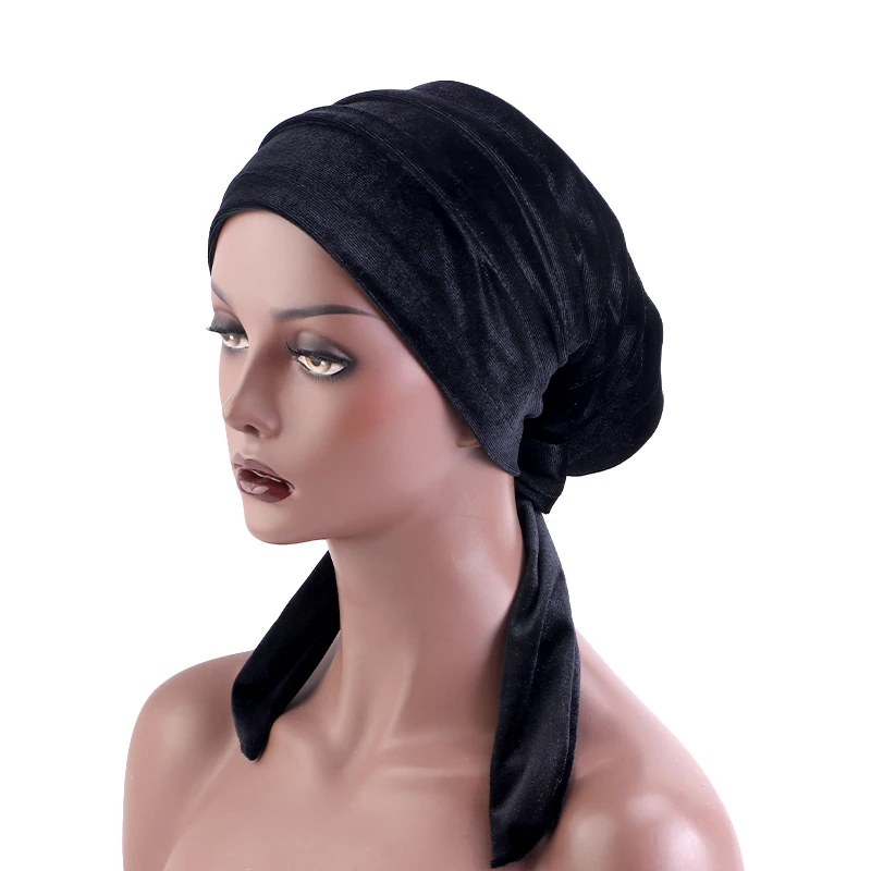 XEPST 2 Pezzi Cappello Turbante Da Donna, Turbante Floreale In Poliestere Foulard Musulmano Bandana Cappello Chemio Pre-Legato Beanie Per Capelli Donna - Grigio, Caffè - Foto 11