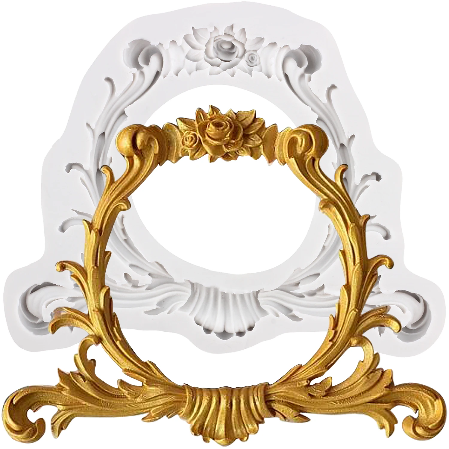 Baroque Photo Frame Silicone Molds Picture Frame Fondant Cake Decorating Tools Cupcake Topper Candy Craft Gum Paste Polymer Clay