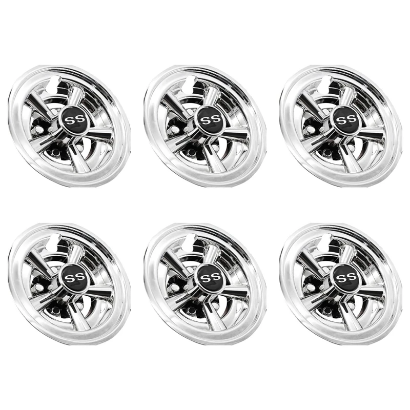

6Pcs 8Inch SS Golf Cart Wheel Covers, 5 Spoke Design Hub Cap For Golf Carts For Club Car, EZGO, Yamaha