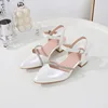 Girls' High Heels Sandals Fashion Rhinestone Pointed Toe Children's Princess Shoes Rubber Soles Non Slip Casual Sandals 2