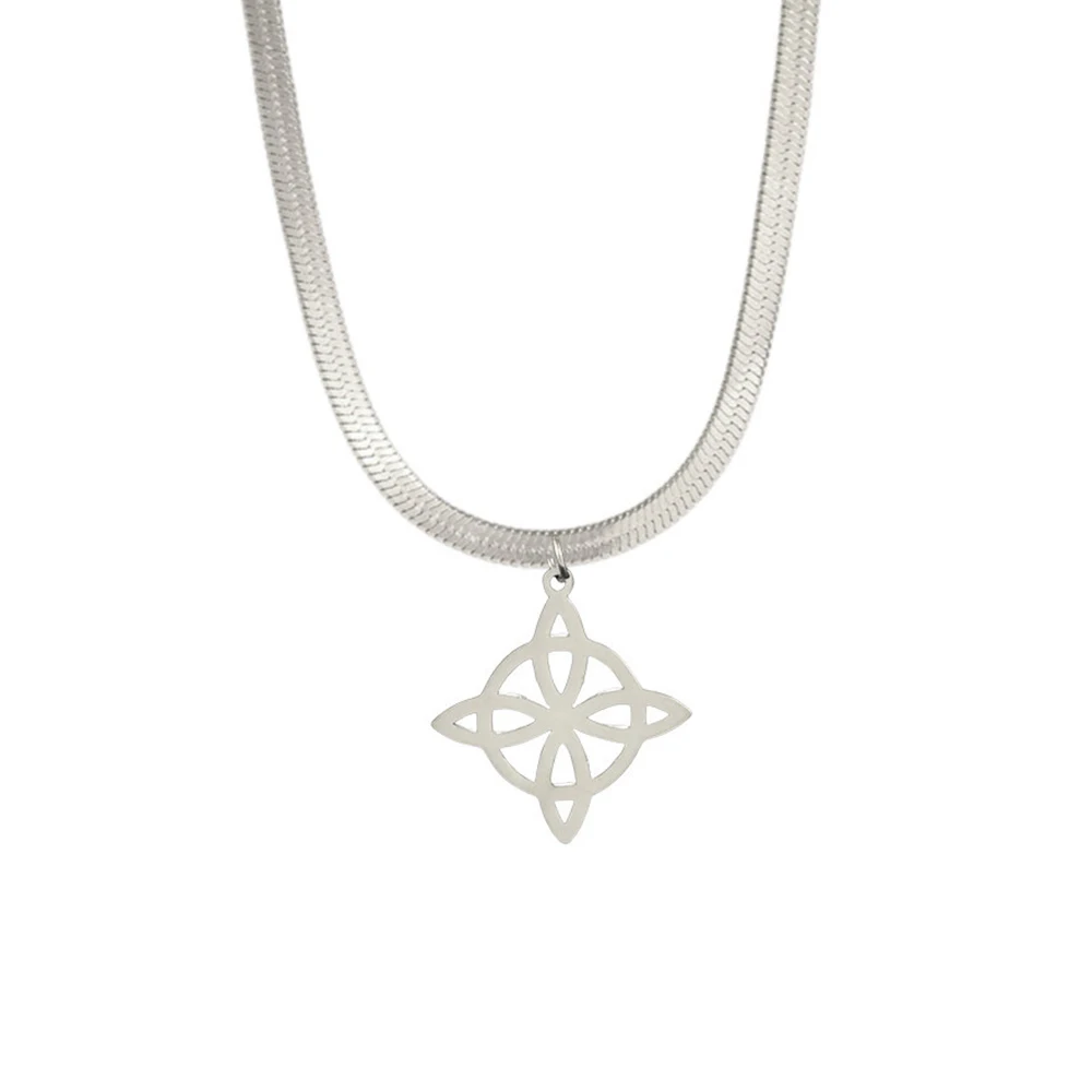 Set Collana E Bracciale In Acciaio Inox Con Nodo Della Strega Celtico – Gioielli Geometrici Vintage, Regalo Per Donne - 3