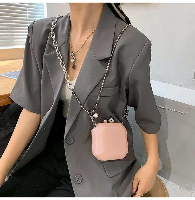 Yuanbang Summer Jelly Bags Woman Mini Cute Clear Shoulder Bag Chain Transparent Messenger Bags Girls Small Casual Fashion Handbags(Black), Women's