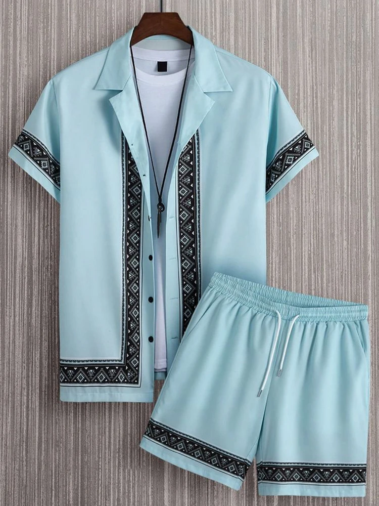 New Daily Casual Men's Shorts Summer Short Sleeve Shirt And Beach Shorts Men's Suit Stylish Hawaiian Men's Short Sleeve Shirt 6