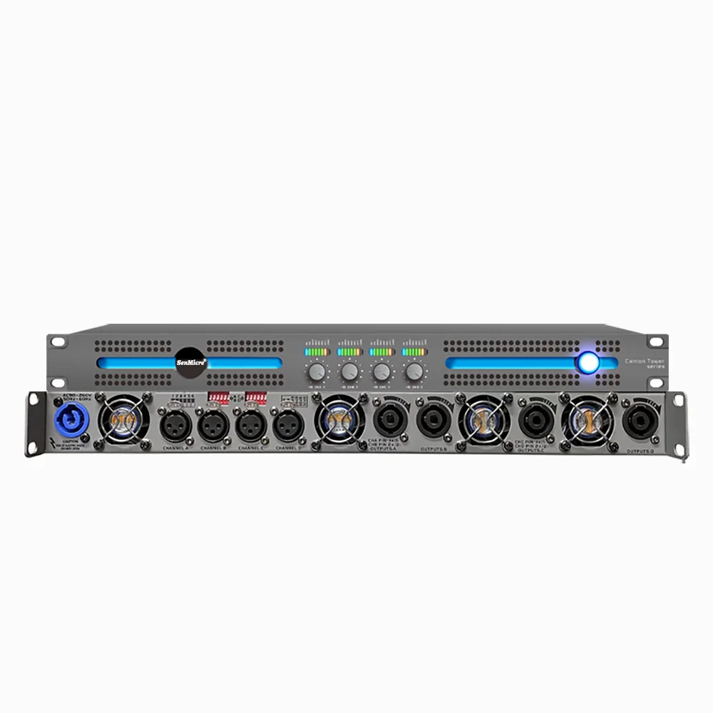 SenMicre CT4.20 전문 디지털 파워 앰프 4채널 4X2000W 8옴 1U 라인 어레이 스피커 앰프 DJ 서브우퍼 앰프