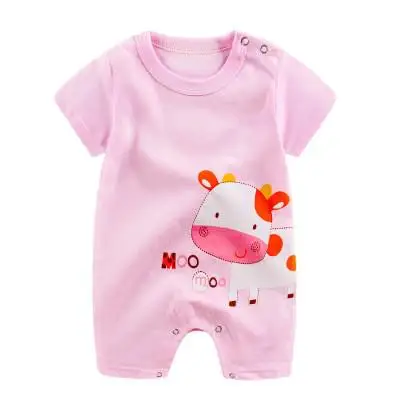 0-2years Children Summer Cartoon Cute Cotton O-neck New Style Rompers Baby Boys And Girls  Unisex Bodysuits Print Short Sleeve Bamboo fiber children's clothes Baby Rompers