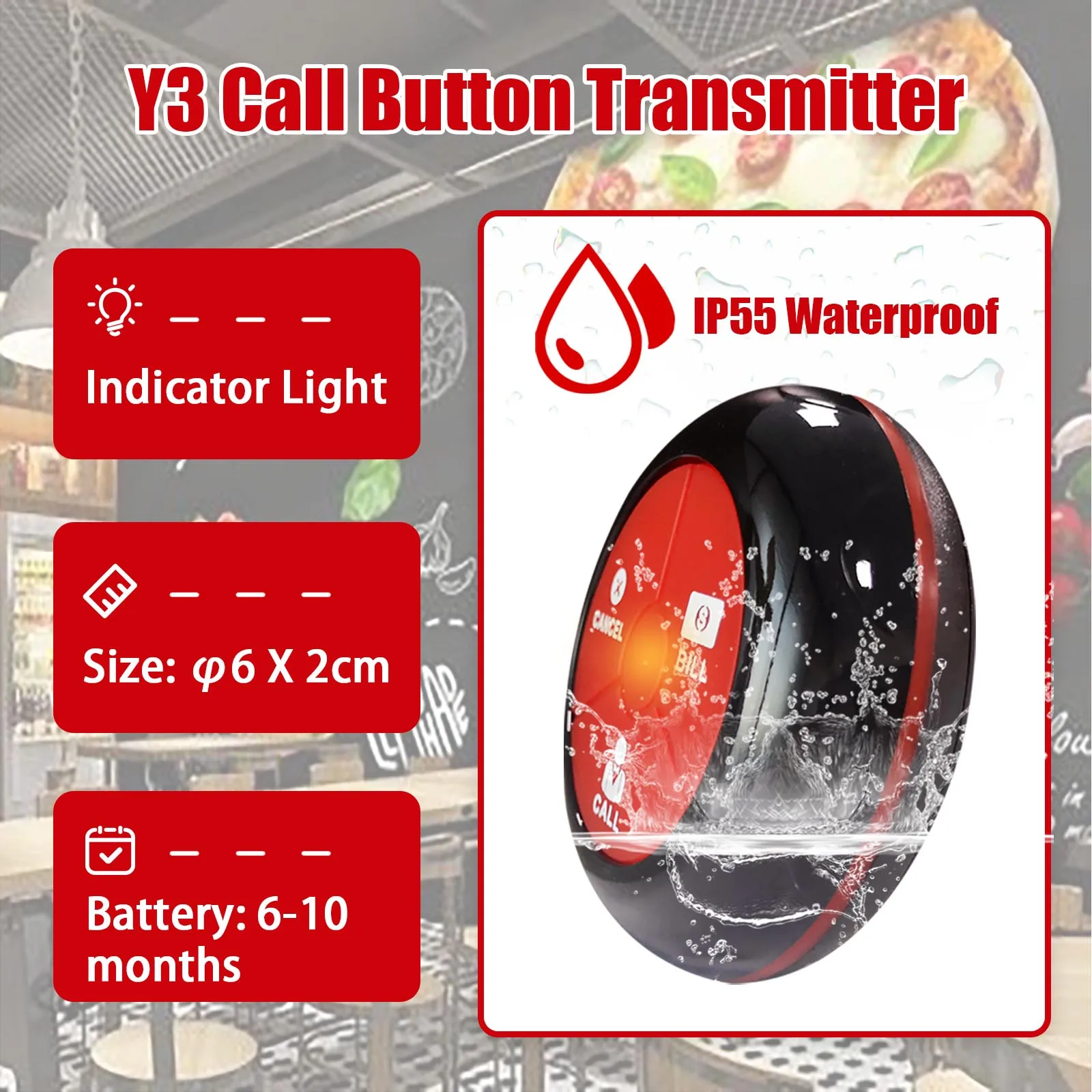 KOQI Pager Wireless Waiter Call System Service Beeper 1 Number Monitor 10pcs Waterproof Table Caller Bell for Bar Restaurant