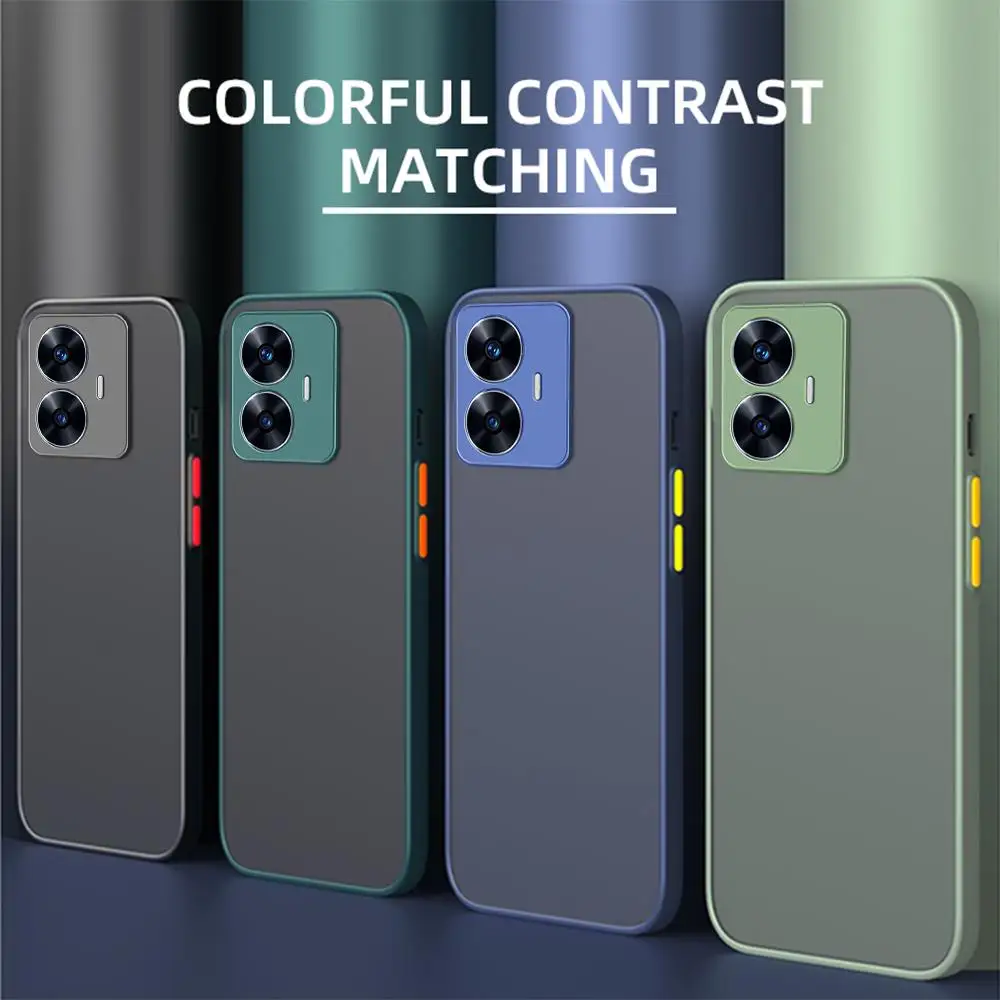 SEAHAI Cover Per Realme C55 Con Supporto 360° - Custodia Ibrida Rosso Traslucido, Antiurto E Antigraffio - 3