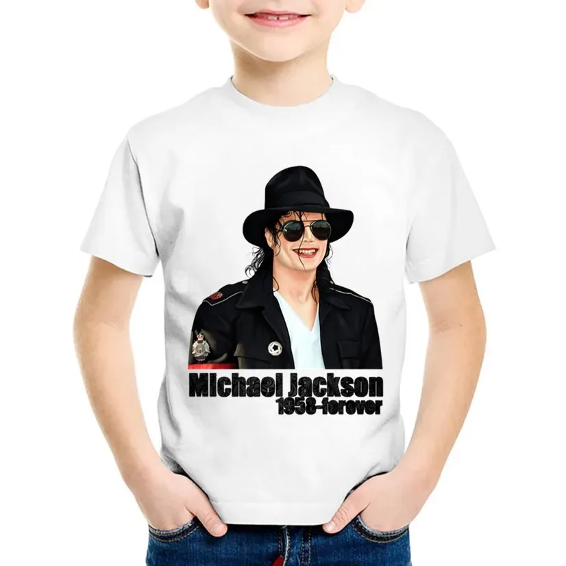 2023 New Children's Fashion Michael Jackson Rock Cool T-shirt Children's Summer Top Boys/Girls Casual Wear 4