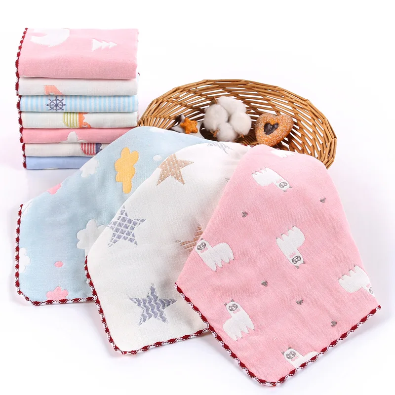 5PCS Baby Towel Bath Towels Cotton Face Washcloth Muslin Squares Hand Wipe Gauze Newborn Bathing Feeding Kids Handkerchief