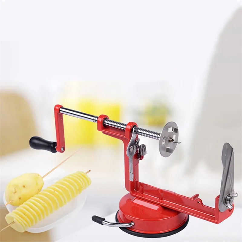 Manual Rotary Potato Tower Machine Stainless Steel Potatoes Utensil Spiral String Rotary Cutting Machines Kitchen Small Tool