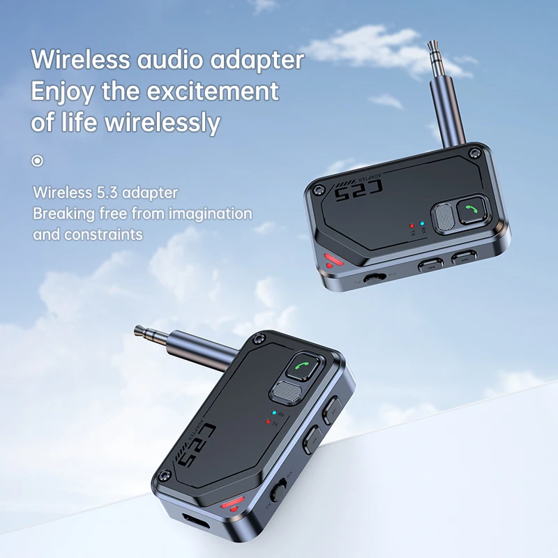 Bluetooth 5.3 Audio Transmitter Receiver 3.5MM AUX Hifi Stereo Music Wireless Adapter With Mic For Car Airplane TV PC Headphone bluetooth adapter bluetooth audio receiver bluetooth transceiver adapter audio adapter bluetooth aux adaptor