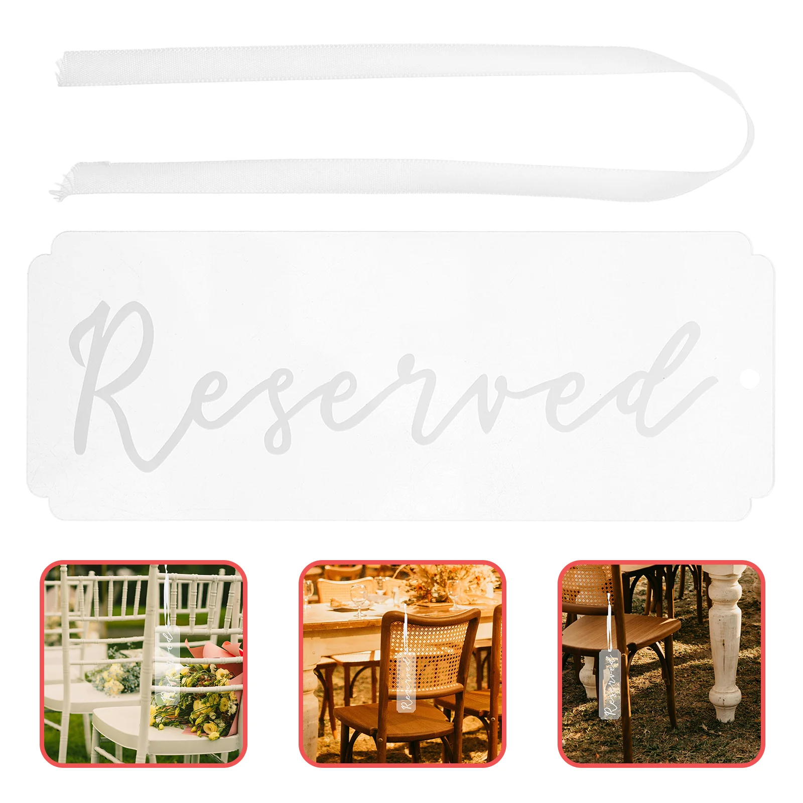6 Pcs Wedding Seat Marker Transparent Acrylic Reserved Sign Party Chair Tags Seating Cards Place Card Holders Banquet Decor