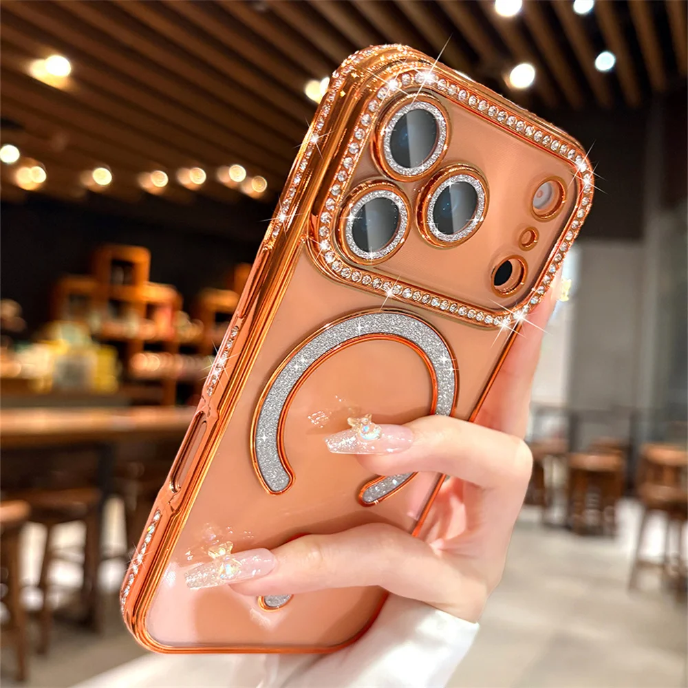 Luxury Glitter Diamond Bling Magnetic Shockproof Clear Case