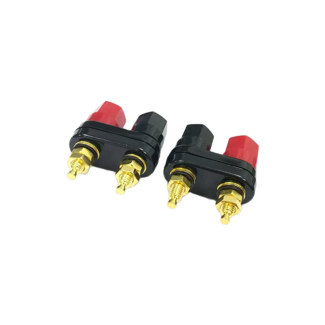 

2pcs High Quality Banana Connector Gold-Plated Copper Banana Plug Sockets Red Black Siamese Union Terminal Binding Post Plug