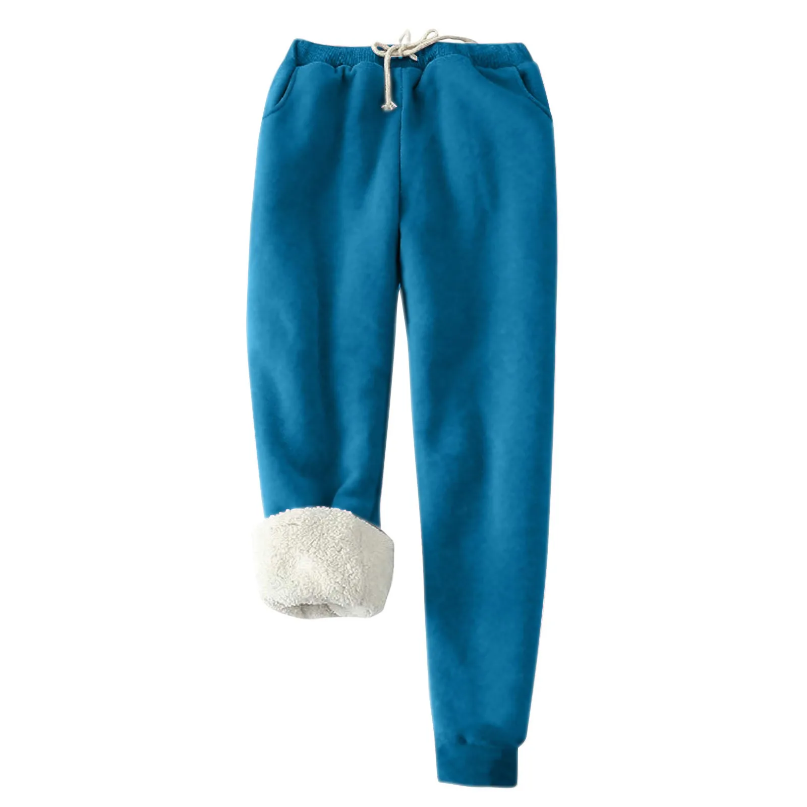 

Mens Autumn And Winter Solid Color Velvet Drawstring Thickened Pants Casual Slip