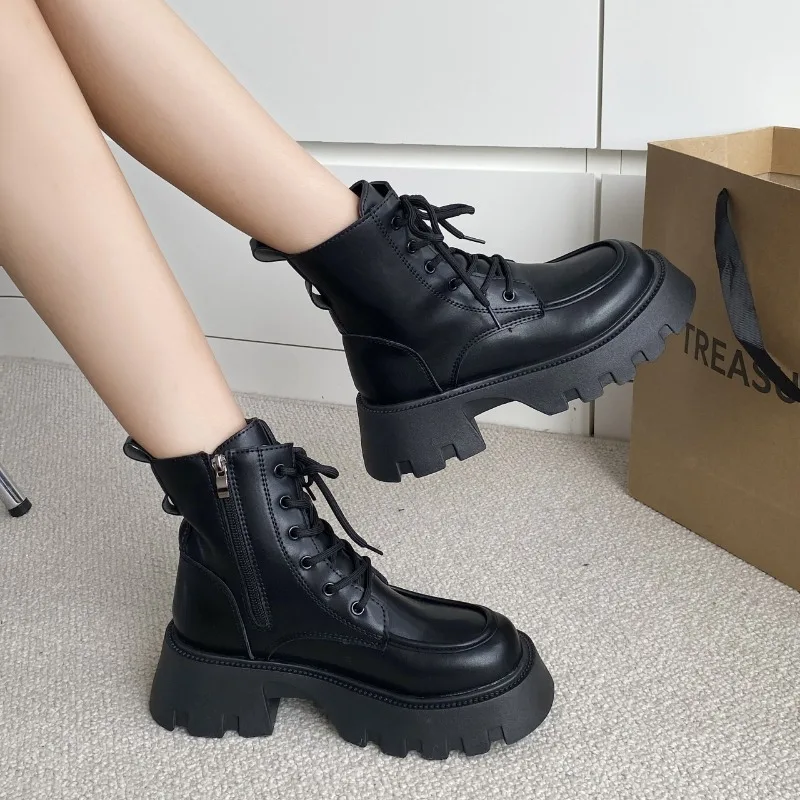 2023 Hot Sale Women's Shoes Cross-tied Women's Boots Fashion Butterfly-knot Casual Boots Women Side Zipp Round Toe Ankle Boot
