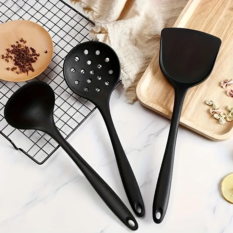 Befocus Set Di Utensili Da Cucina In Silicone - 8 Pezzi Colorati Con Supporto, Resistenti Al Calore (230°C), Manico In Legno, Adatti Per Pentole Antiaderenti, Lavastoviglie - 2