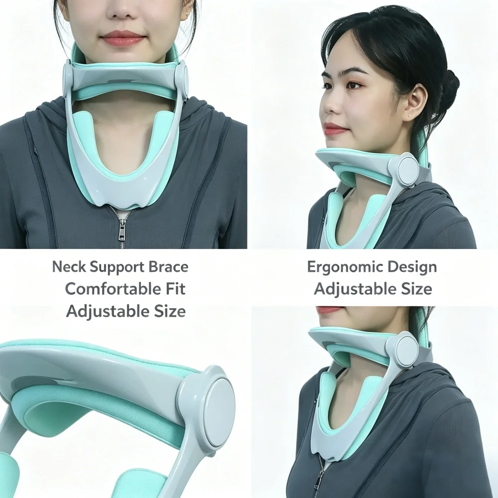 Ergonomic Portable Neck Support Pillow with Adjustable Strap and Breathable Polyester