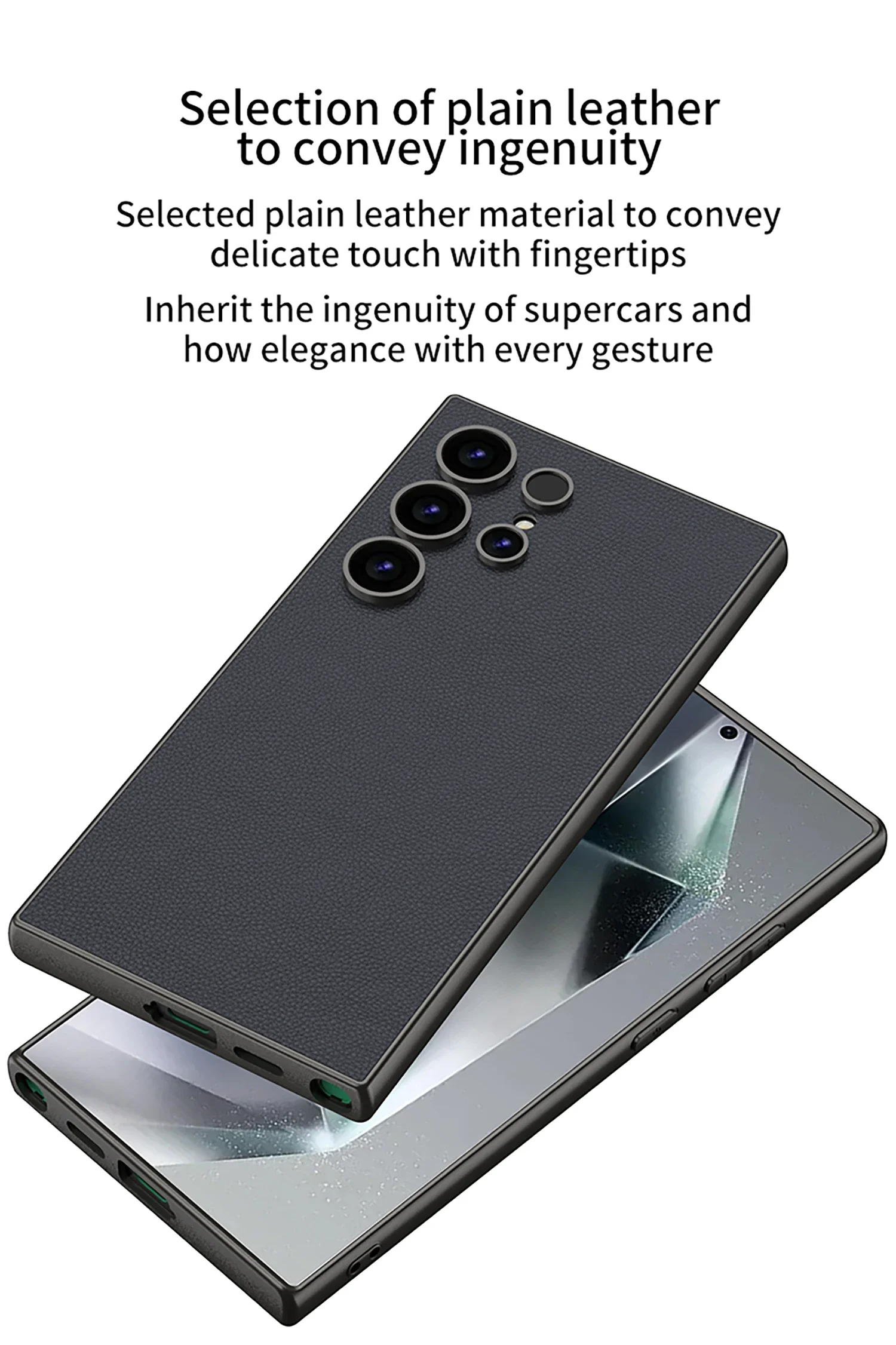 Luxury PU Leather Soft Edge Case For Samsung Galaxy S24 Ultra Metallic Paint Fra