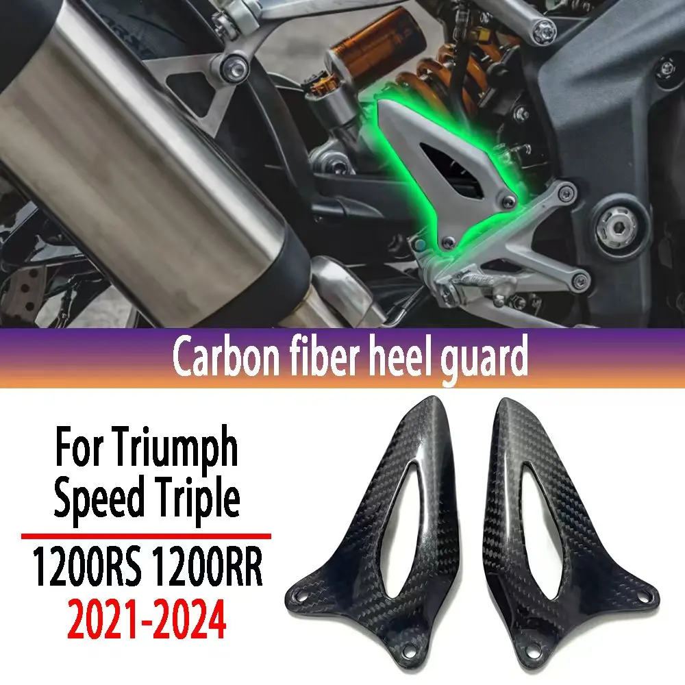 Für Triumph Speed Triple 1200 RS 1200RR 2021 2022 2023 2024 Carbon Fiber Motorrad Zubehör Ferse Schutz Platten Fußstützen