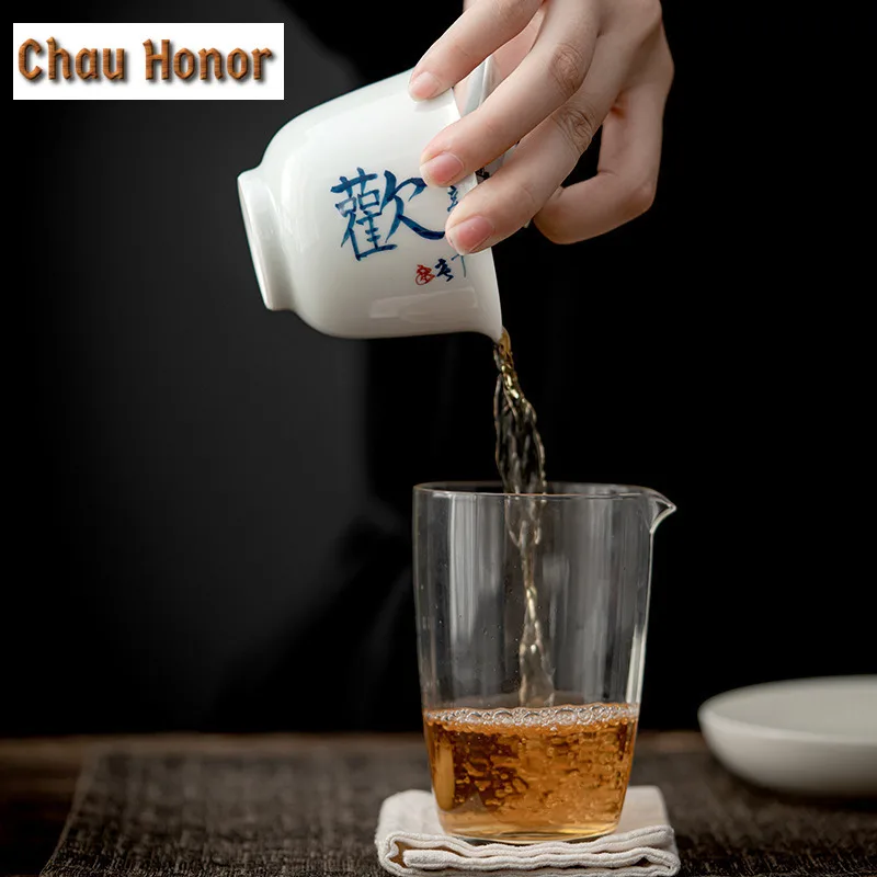 180ml White Porcelain Tureen Single Hand Painted Calligraphy Covered Bowl Tea Cup Tea Making Bowl Cup With Cover Kung Fu Tea Set