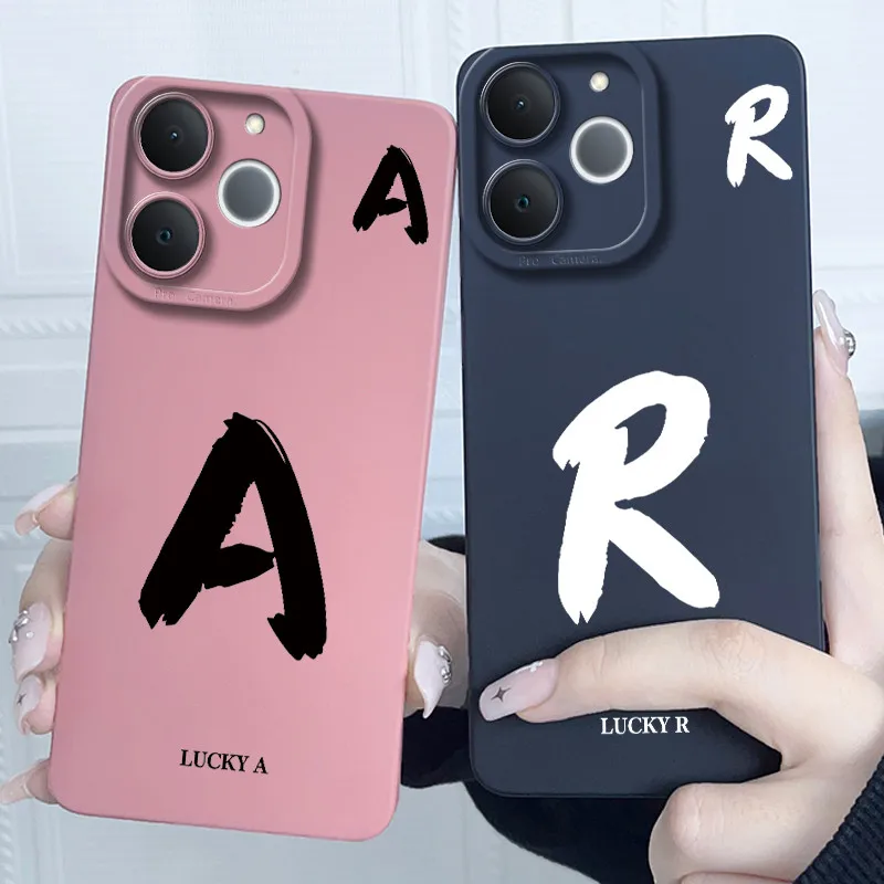 Cute Initial Letters Shockproof Soft Silicone Phone Case Cover Bumper