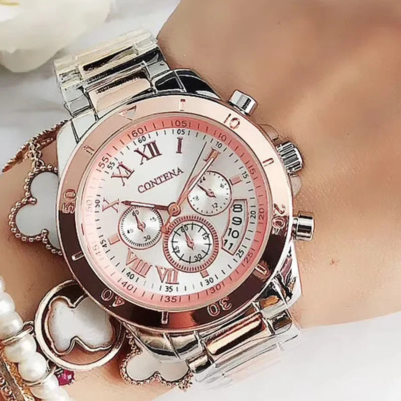 

CONTENA 2023 Top Brand Luxury Watches for Women Fashion Creative Steel Bracelet Women's Watches Ladies Quartz Watch Reloj Mujer