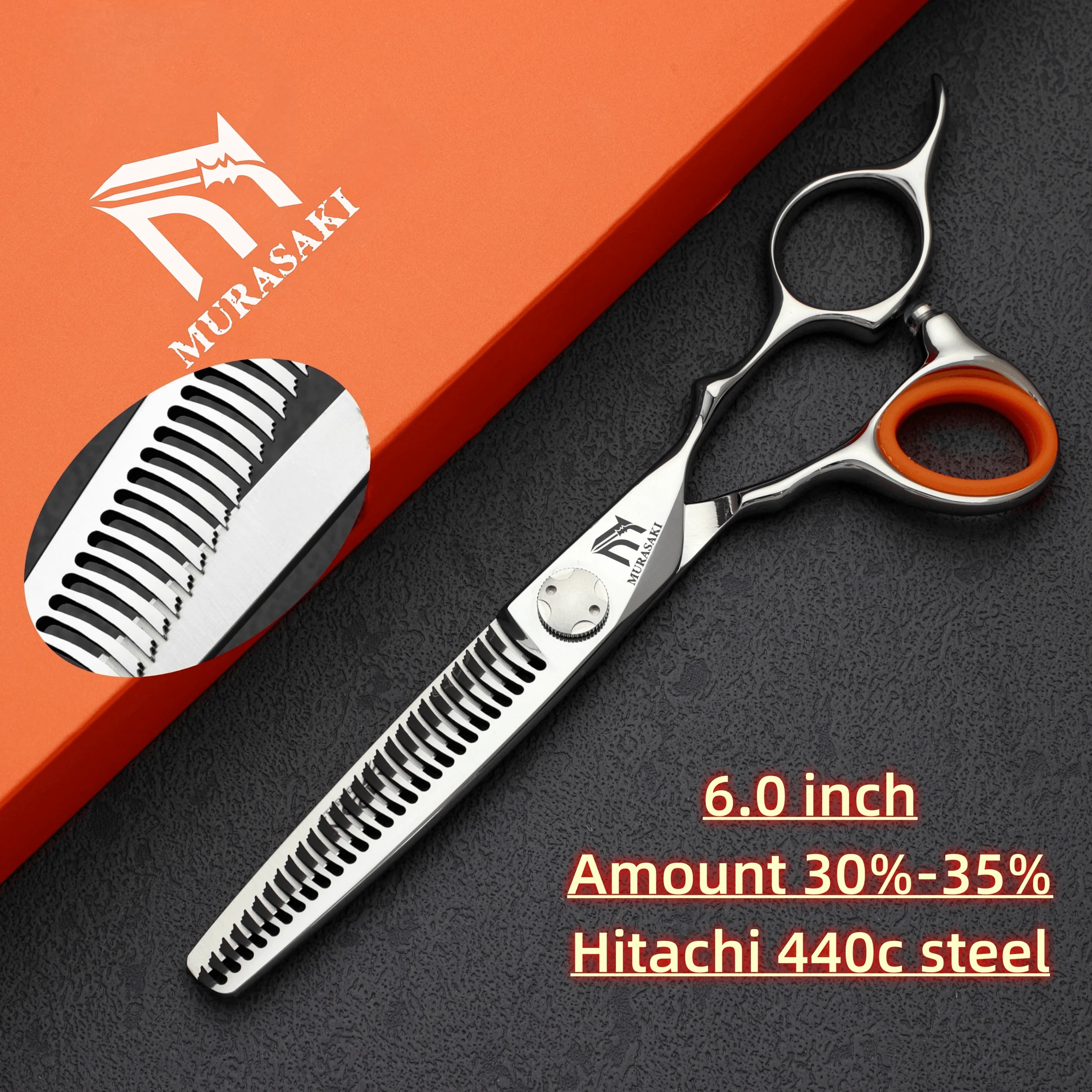 MURASAKI 6 Zoll professionelle Friseurschere, japanisches Friseurzubehör aus 440C-Stahl, extrem feine Effilierschere – Detail 32