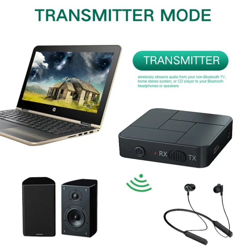 2 in 1 Bluetooth 5.0 Transmitter Receiver 3.5mm AUX aptX Low Latency Wireless Audio Adapter for TV Smartphones Laptops Headsets