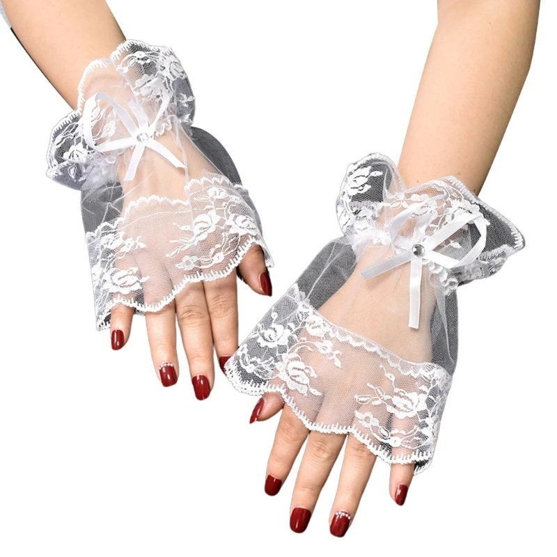 Girls Lace Wrist Cuffs Decorative Sleeve See-Through False Cuffs Skirt Decors Dropship