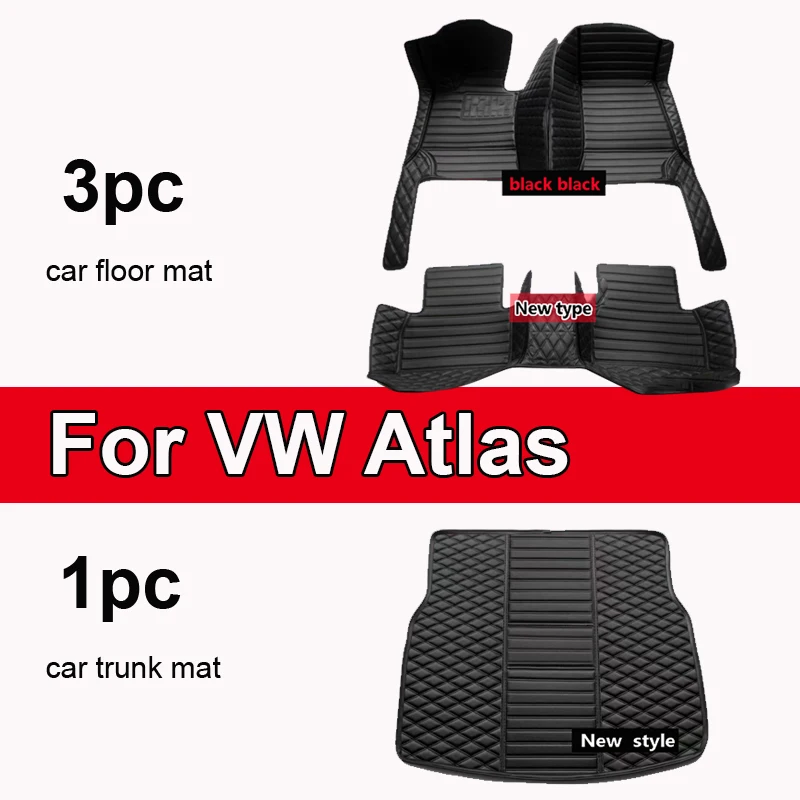 

Автомобильные коврики для VW Atlas Teramont CA1 2017 ~ 2022, автомобильные внутренние детали, напольный ковер, роскошный кожаный коврик, автомобильные аксессуары