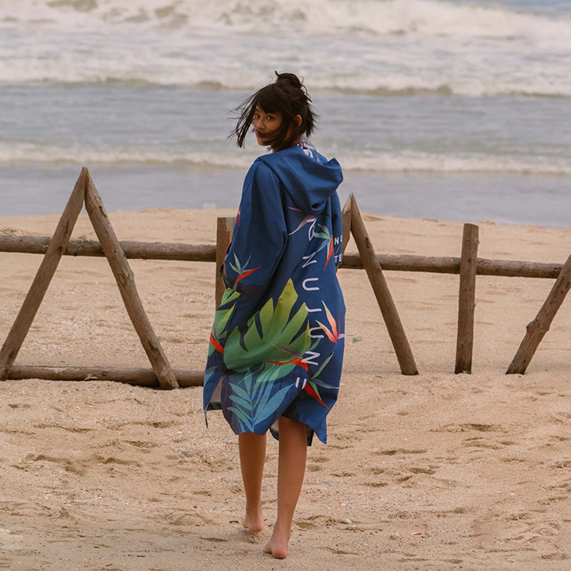 Nu-June-Microfiber Changing Bathrobe Cloak Beach Poncho Towel Absorbent Quick-Drying Hooded Surf Bath Towels Outdoor