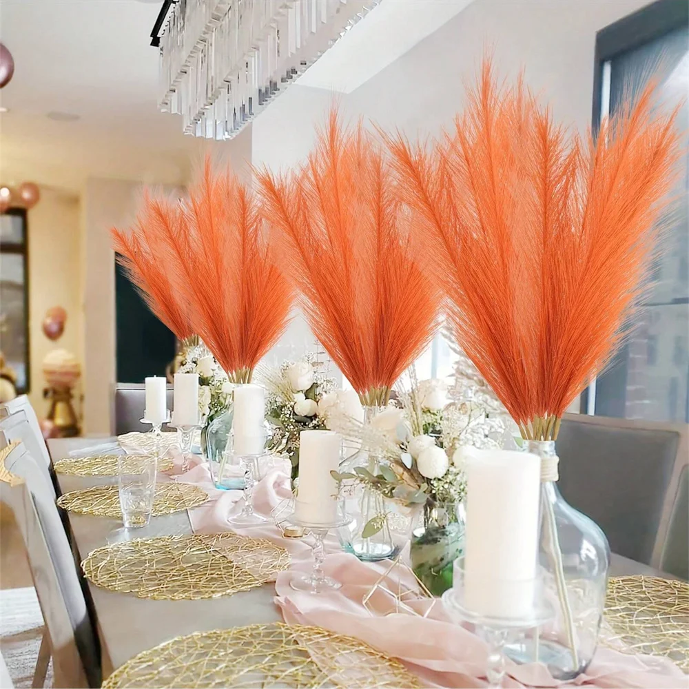 Artificial Pampas Grass in Orange, Beige, White, Blue, Black, Coffee, Brown, Red, Grey, and Pink 4